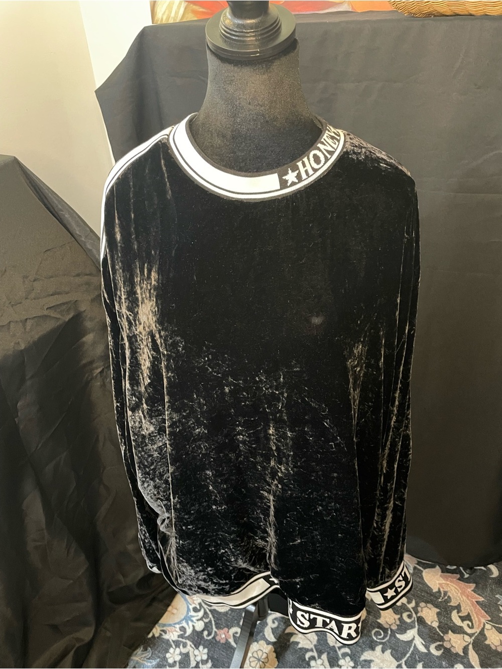 Dolce & Gabbana black velvet crewneck pullover